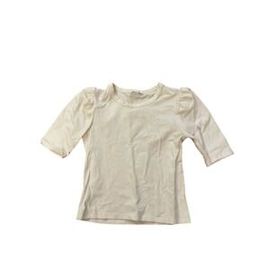 Reformation Jeans Puff Sleeve Top Casual Everyday‎ Tee Shirt White Size S